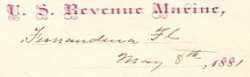 1881 Revenue Marine sailor's letter from Fernandina