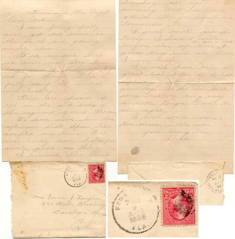 1898 Spanish-American War soldier's letter from Fernandina.