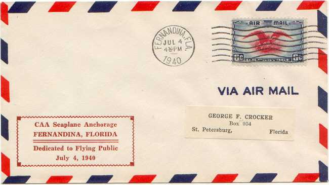 1940 Fernandina, Florida postal dedication cover