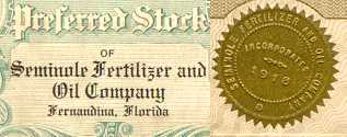 Seminole Fertilizer and Oil Company stock certificate